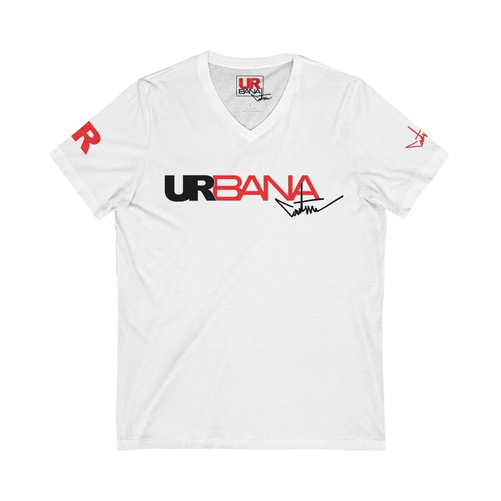 Urbana Couture Unisex Short Sleeve V-Neck Tee BLK/RED